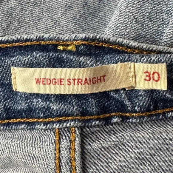 Levi's SZ 30 Wedgie Straight Jeans Hi-Rise Distressed Button-Fly Stretch Pockets - Picture 9 of 13